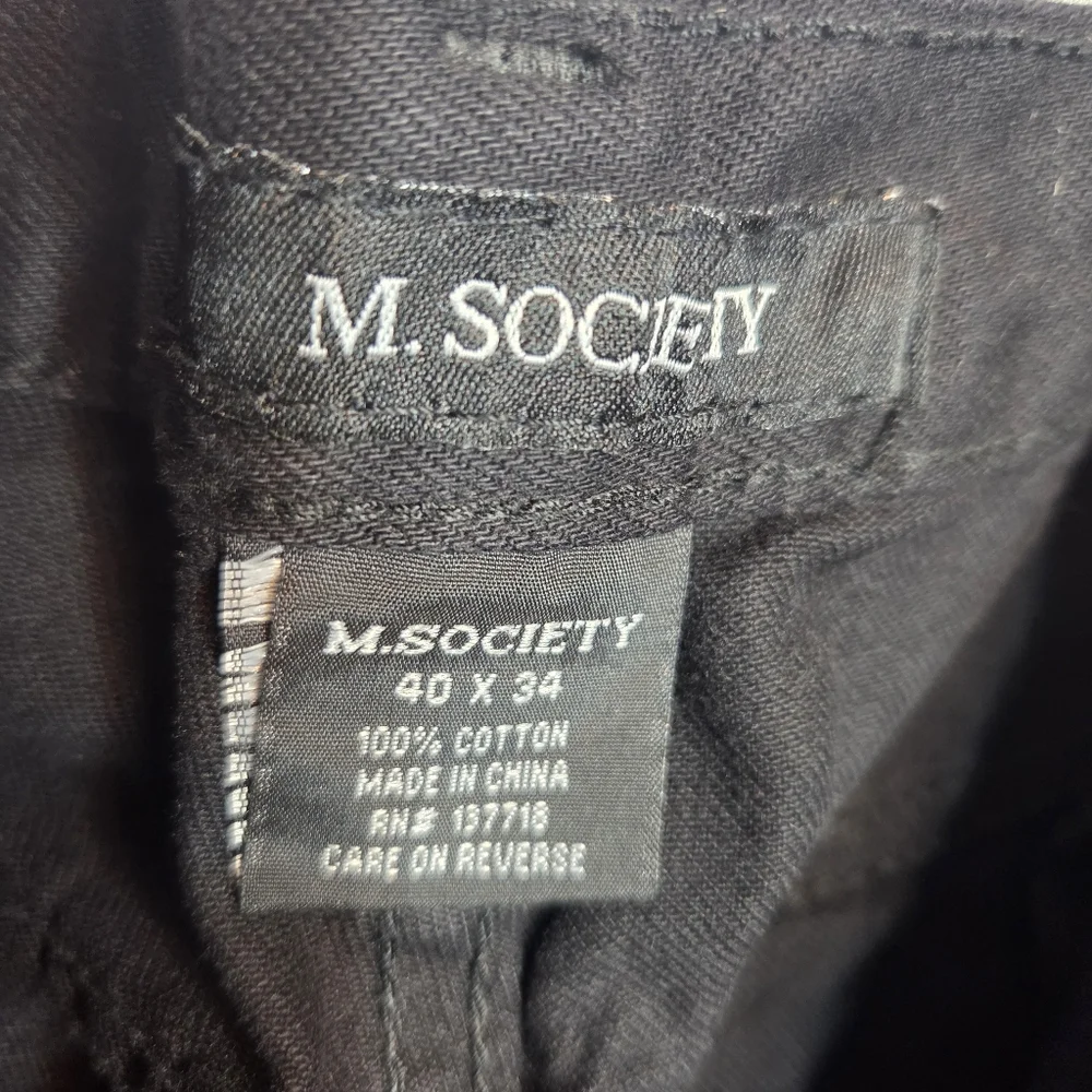 NWT M. Society Jet Black Straight Fit Pants 40x34 100% Cotton